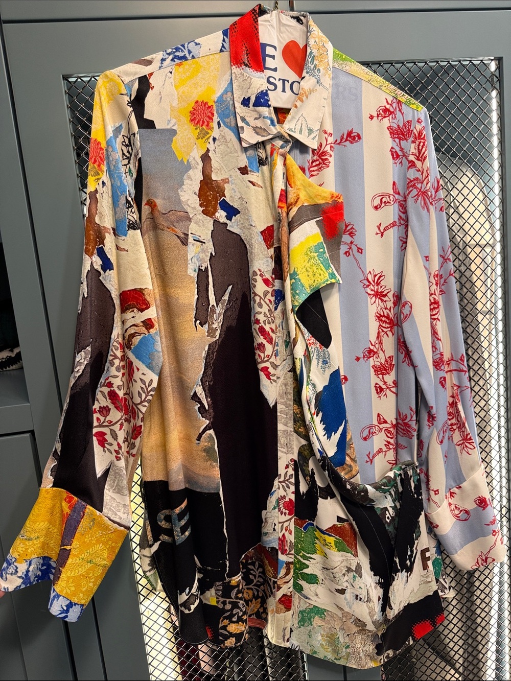 MONSE Multicolor Mixed-Print Long Sleeve Button-Down Shirt